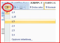 Formattazione avanzata del paragrafo Fare clic sulla freccia del pulsante Interlinea sulla scheda Home Fare clic sul tipo di interlinea desiderato