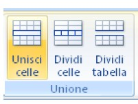 Usare le tabelle Unire le celle di una tabella Con Word 2007 è possibile unire più celle di una tabella in modo da ottenere effetti grafici complessi che