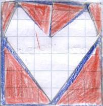 Ecco le risposte individuali Per me sono uguali Ho lavorato così: su un altro foglio ho rifatto il disegno ho tagliato i triangoli della parte blu e li ho incollati sopra il cuore rosso.