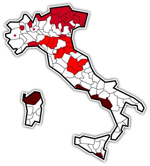 Mappa dei Registri Tumori di popolazione in Italia