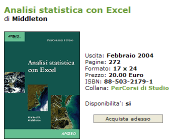 Analisi statistica con excel Middleton Michael R.