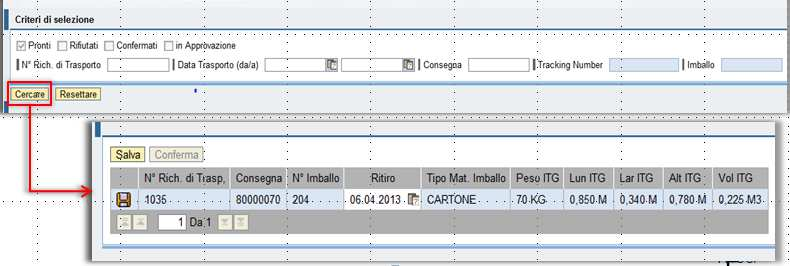 Comunicazione data ritiro merce Prima di prelevare la merce è possibile indicare la data di previsto