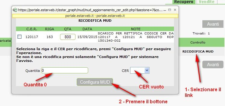 Eseguite le opportune verifiche (se effettivamente è una ricodifica), si può procedere alla gestione degli avvisi.