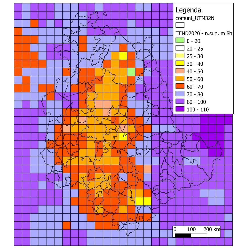 Supplemento ordinario n. 1 al «Bollettino Ufficiale» - serie generale - n. 6 del 5 febbraio 2014 77 Figura 46: Situazione futura al 2020: obiettivo lungo termine per l ozono 3.