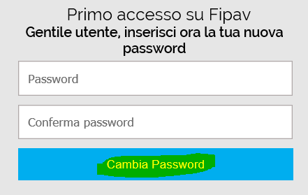 Essendo la prima volta che si accede utilizzando la password provvisoria, viene richiesto di cambiare la password Compilare il campo Password inserendo una nuova password a propria scelta, compilare