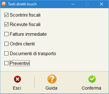 . Premere [Conferma] per riportare nella categoria touch gli articoli selezionati.