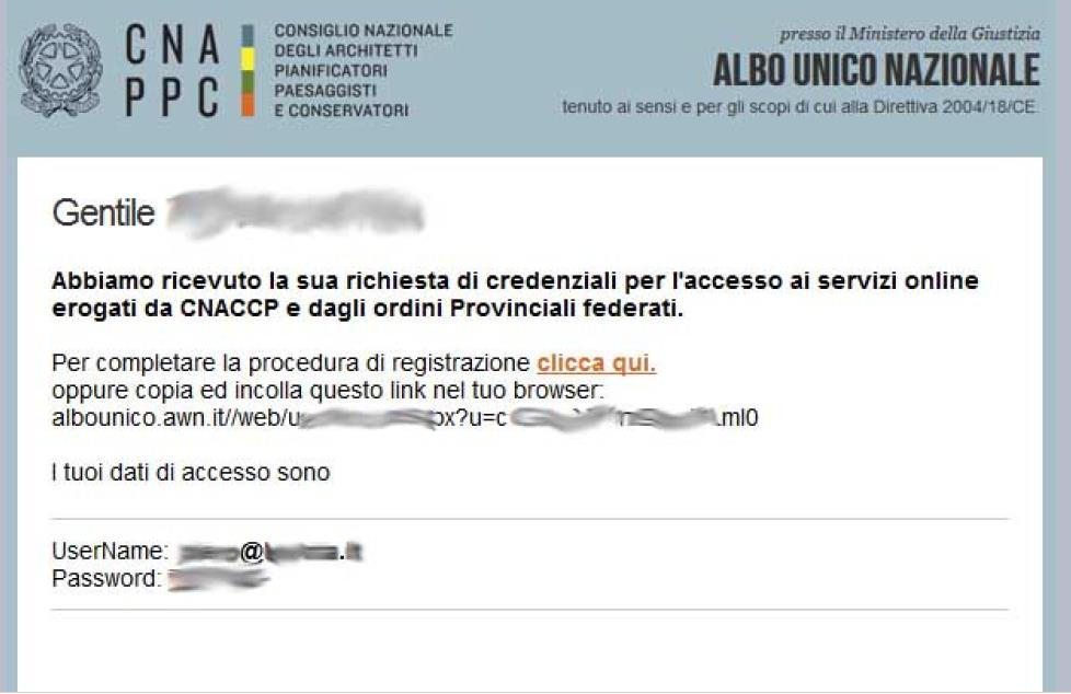 PASSO 6. Si riceverà un'e-mail da CNAPPC Albo Unico Nazionale helpdeskaun@agora.