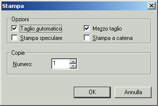 STAMPA Prima di stampare le etichette è possibile selezionare alcune opzioni di stampa. 1 Fare clic sulla freccia accanto al pulsante Stampa ( ) per visualizzare il menu a discesa.