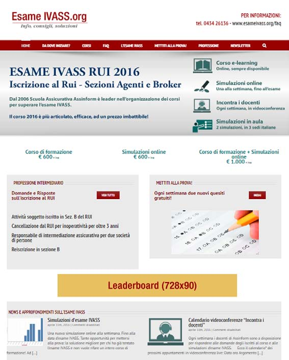 Web EsameIvass.org Info e consigli per superare al meglio l esame IVASS per diventare Agenti o Broker Dal 2014 il portale EsameIvass.