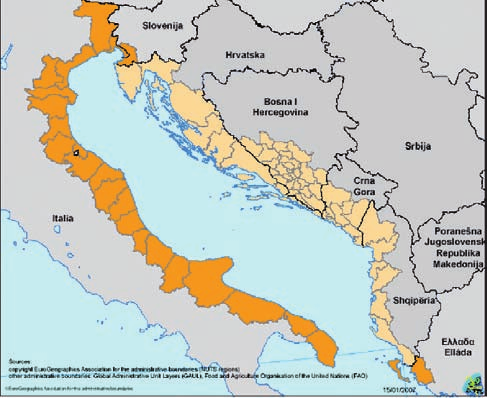 4) fra i territori adriatici dell Unione europea e quelli dei Paesi adriaticoorientali di Croazia, Bosnia-Herzegovina, Repubblica di Montenegro e Albania.