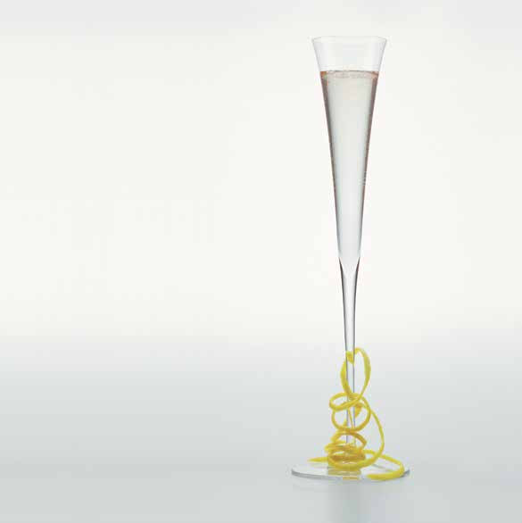 in champagne flute.