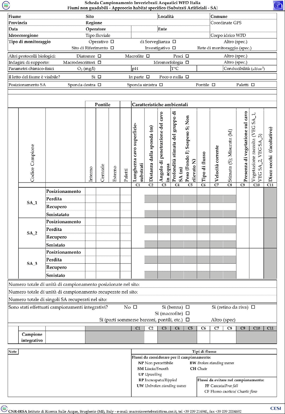 Allegato 1 - Scheda di campionamento