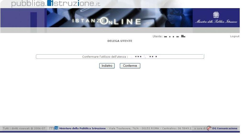 Alla pressione del pulsante Conferma, il sistema consentirà quindi l accesso alla pagina principale Istanze on line a nome dell utenza selezionata.