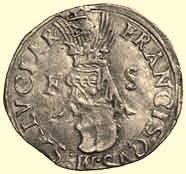 (1529-1537) Testone - Stemma, elmo coronato,