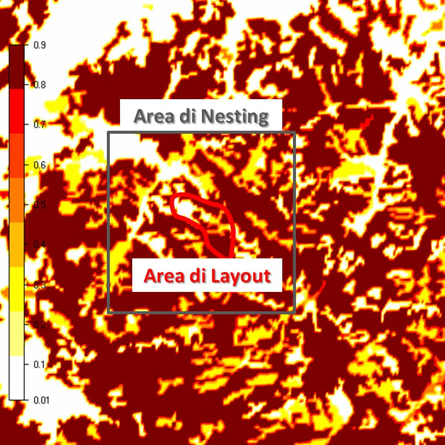 Figura 19 Modello di rugosità della zona di interesse al progetto eolico, con indicazione dell area di impianto e dei valori di Z 0 in m. 6.