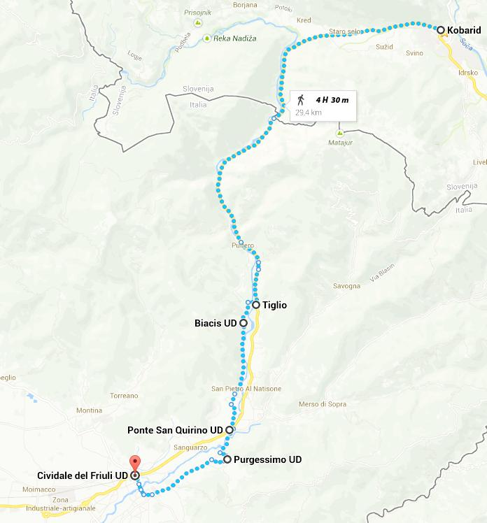 1 Tappa A - Caporetto Cividale Domenica 7 settembre (Caporetto Cividale d. Friuli) 1 A tappa facile, 30 km, tempo stimato 4 h 30 m Ore 13.