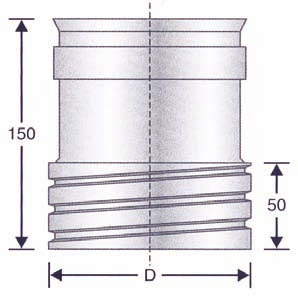 Tutti gli articoli sono in AISI316L Manicotto di giunzione tra tubo flessibile e tubo rigido (attacco maschio). femmina). FLEXF-D80 80 15.62 FLEXF-D100 100 16.