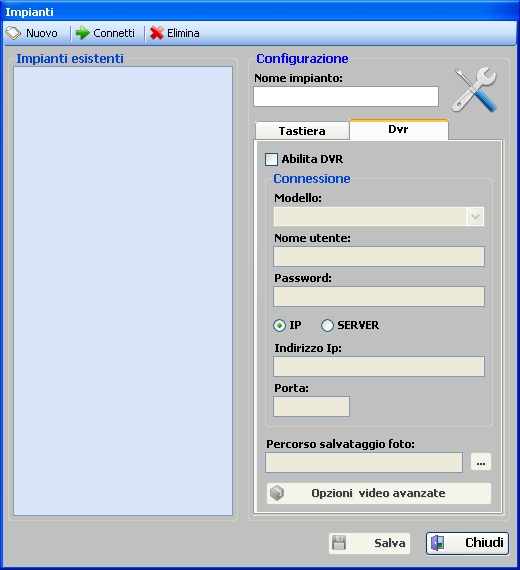 Manuale Keypad e Video Keypad pag. 2 PROGRAMMAZIONE PARAMETRI DVR Nome dell impianto: lo stesso del profilo tastiera.