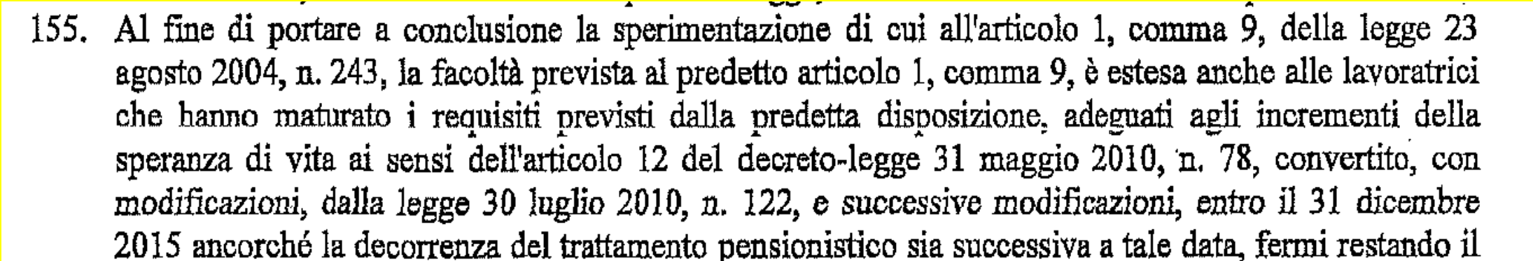 Si riporta l'art.1 - comma 155 - del MAXIEMENDAMENTO votato: Esaminando il testo dell'art.