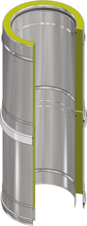 Sistema Doppiaparete Ø 80 500 STABILE PD in acciaio inox AISI 316L rivestito AISI 304 Twin-Wall System Ø 80 500 STABILE PD in stainless steel AISI 316L coated with AISI 304 Système Double Paroi Ø 80