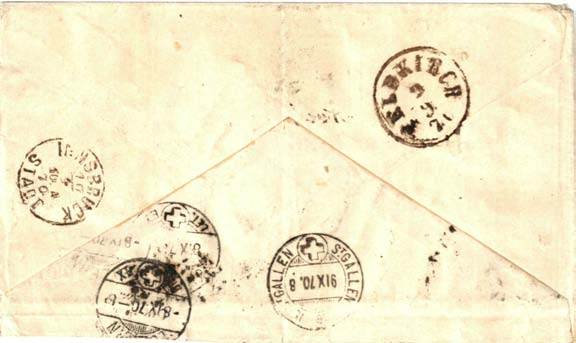 Ho voluto segnalarla per invitare altri collezionisti a ricercarle. 5 settembre 1870, Roma Bressanone. L'affrancatura è quella usuale per le lettere inviate in Austria (40 cent. = 8 baj).