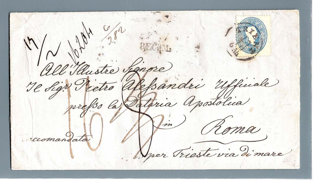 3) l intermediazione italiana dal 15/9/1859 al 14/5/ 1862 pag.36 Dall'Austria. Raccomandata.