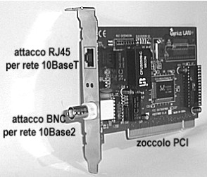 Componenti: 3 - Scheda di rete E' l interfaccia che permette di collegare una stazione di lavoro alla rete. Spesso è già integrata sulla scheda madre.