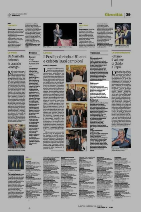 17 settembre 2016 Pagina 39 Il Mattino Taccuino Spettacolo DOMANI, ORE 21 Gianni Guarracino e Leo D'Angelo presenteranno il loro spettacolo al Lido Belvedere di