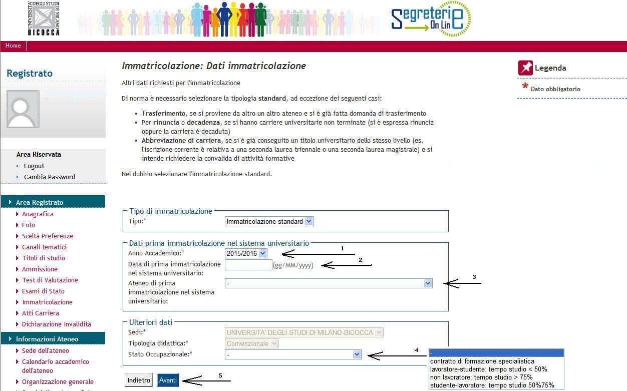 11. Inserire l anno accademico di PRIMA IMMATRICOLAZIONE nel sistema universitario (inserire l anno accademico della prima volta a cui ci si è iscritti ad un corso universitario di qualsiasi tipo),