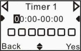 Utilizzare i tasti direzionali sinistra/destra per scorrere i 6 intervalli programmabili Timer1, Timer 2, Timer 6.