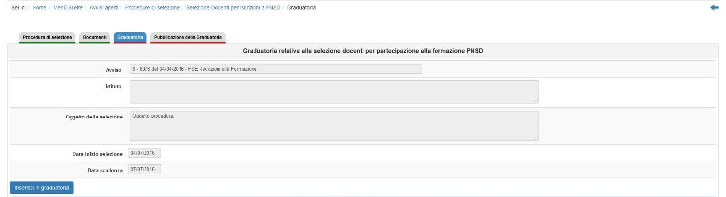 3 Graduatoria In questa pagina viene richiesto di inserire la graduatoria dei docenti