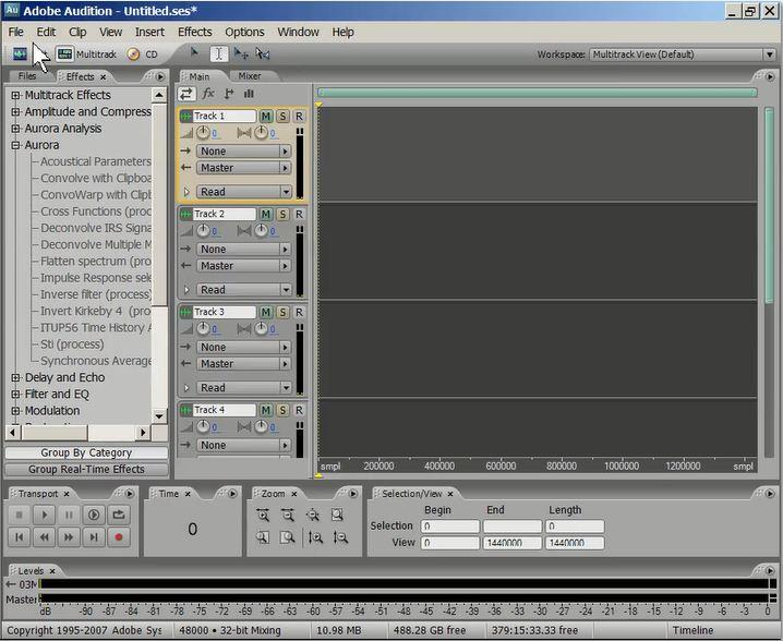 dodecaedro e un microfono Soundfield. Il suono precedentemente rilevato con Studio-Capture, viene ora importato in Adobe Audition.
