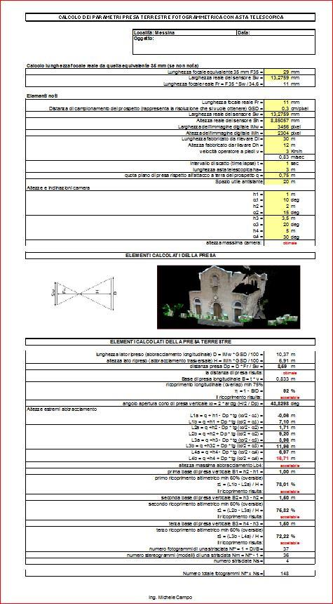 Il progetto della presa stereoscopica terrestre con il calcolo dei