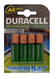 pile ricaricabili Ni-MHh duracell stilo AA già caricate HR6 B4 volt/mah 1,2/2400 - blister 4