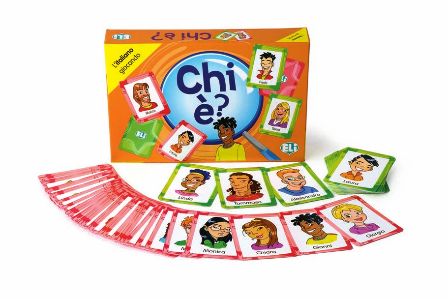 CHI È? A2 66 carte divise in due mazzi uguali ma contraddistinti da due colori diversi che rappresentano 33 personaggi una Il gioco può essere svolto sia in classe che a casa.