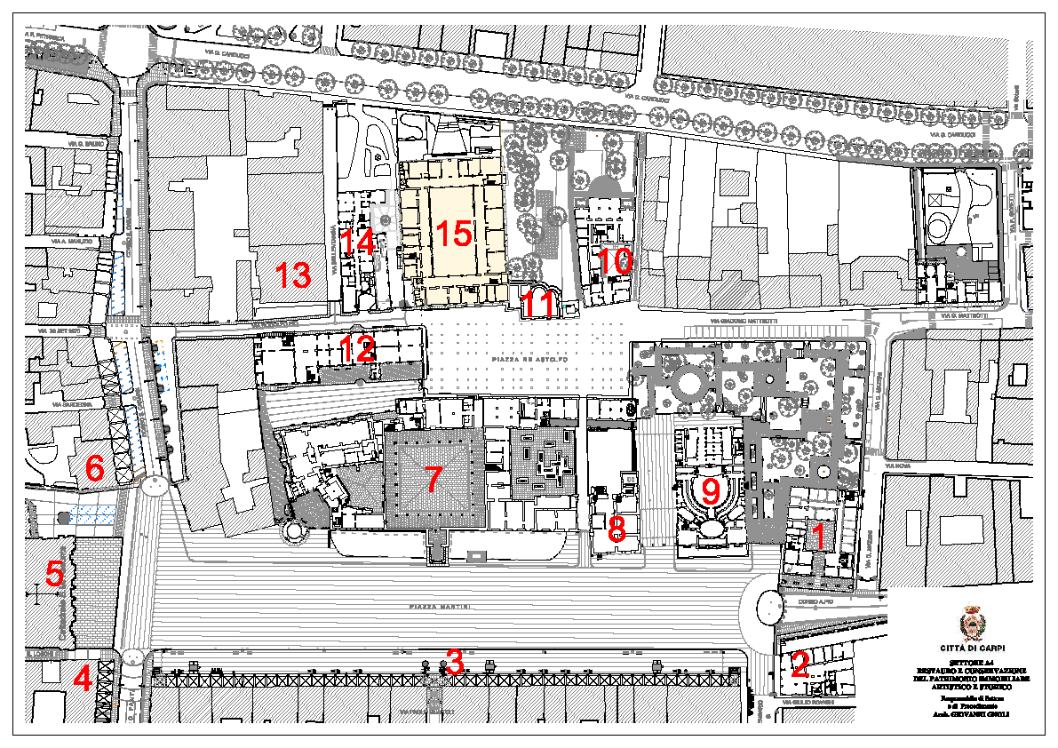 Planimetria del centro storico della città, nell intorno urbano di Palazzo Castelvecchio.