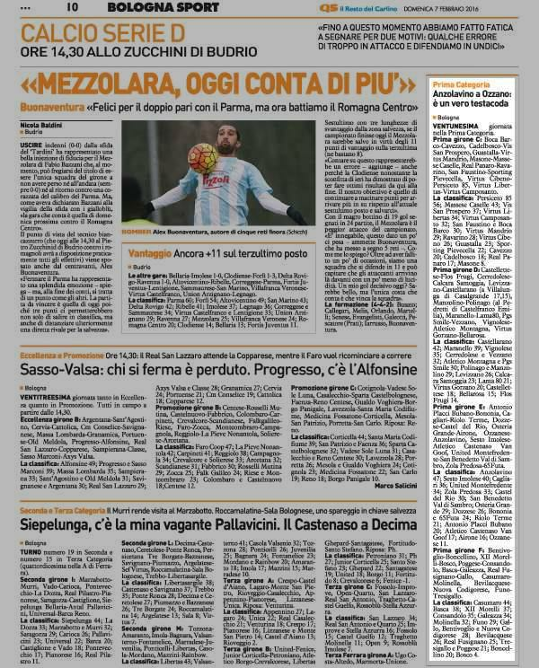 7 febbraio 2016 Pagina 10 Il Resto del Carlino Prima Categoria Anzolavino a Ozzano: è un vero testacoda Bologna VENTUNESIMA giornata nella Prima Categoria.