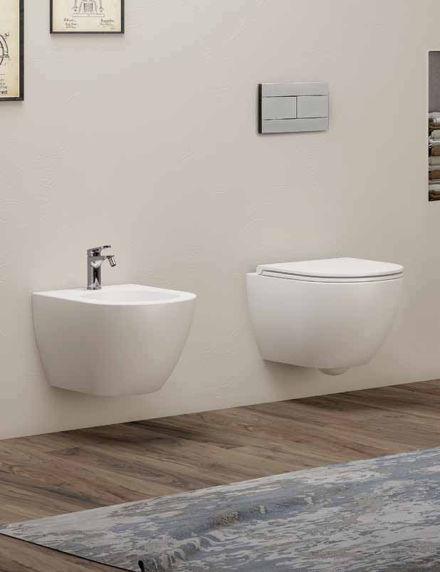 LINEA taps vaso COMODA sospeso COM 100/SOSP con bidet COMODA sospeso COM 500/SOSP.