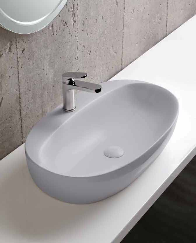 lavabo appoggio CIRCLE cm 40x40 COLORS1250 Cipria ECI 40 CI, mensola MISURA.