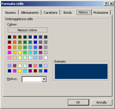 Colori e motivi di sfondo menu Formato