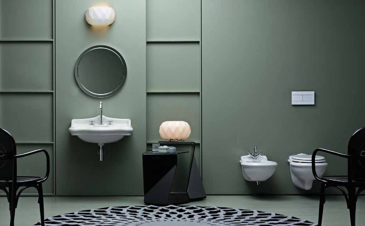 lavabo Jubilaeum 61 sospeso JUB 200/60. wc e bidet sospesi. rubinetteria 3 fori collezione LINEA.