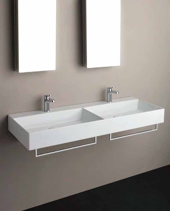 01. lavabo sospeso monoforo SQUARED cm 122x45 EQA 122 2V/2F, con 2