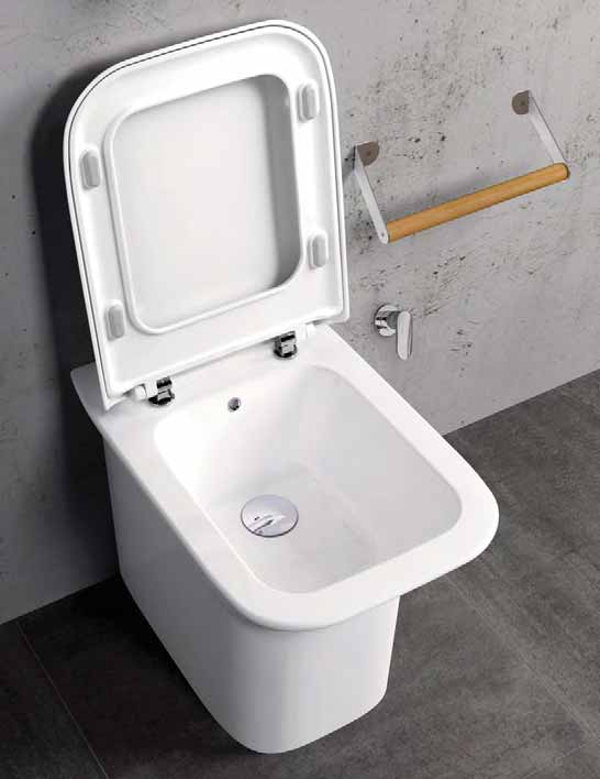 bidet a terra senza foro rubinetteria cm 52x35 PRU 500/0, copribidet PRU 1800. Portasciugamani PRUA.