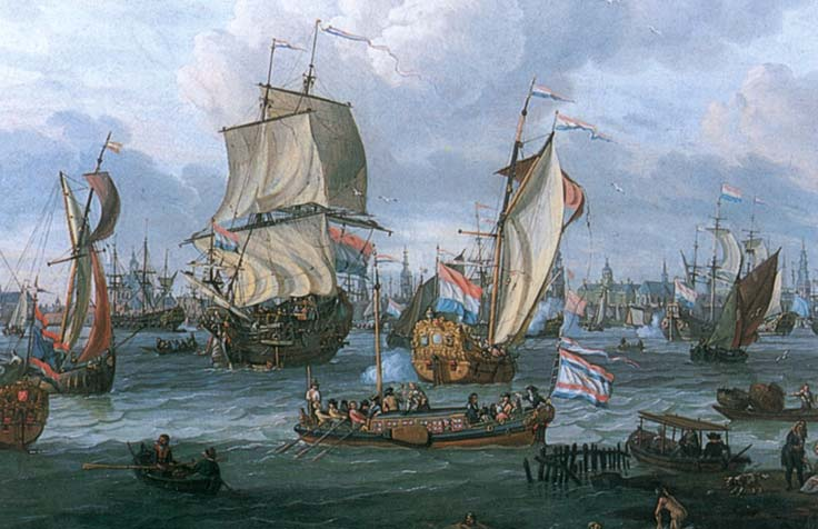 Gli olandesi navigano quasi esclusivamente per il commercio con mercantili che fanno scortare in tempo di guerra da fregate [navi da combattimento, n.d.r.] armate.