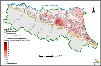 CARTA DELLE VELOCITA DI MOVIMENTO VERTICALE DEL SUOLO NEL PERIODO 1992-2000 2000 CARTA DELLE VELOCITA DI MOVIMENTO VERTICALE DEL SUOLO NEL PERIODO 2002-2006 2006 Sintesi degli abbassamenti nel