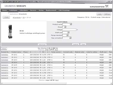 (Web-based Computer Aided Pump Selection) e disponibile su www.grundfos.com.