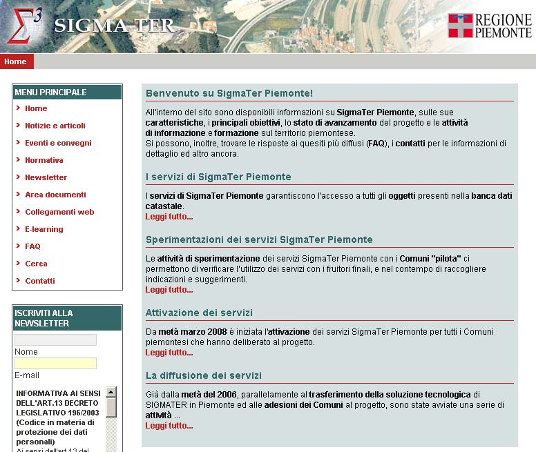 SigmaTer in Piemonte Il sito informativo Le informazioni aggiornate relative a SigmaTer