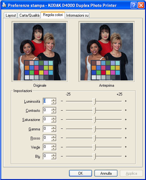 Uso del driver della stampante con il sistema operativo WINDOWS Uso delle opzioni della scheda di regolazione dei colori È possibile selezionare le seguenti opzioni