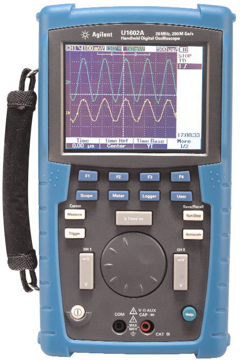 Oscilloscopi digitali palmari Agilent serie U1600A Oscilloscopi palmari con le migliori prestazioni e funzionalità della categoria Scheda tecnica Caratteristiche Soluzione tre in uno : oscilloscopio