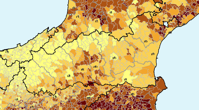 Fig. 5 - NUMERO MEDIO DI COMPONENTI PER FAMIGLIA. Censimento 2001 < 2.3 2.30 2.49 2.50 2.